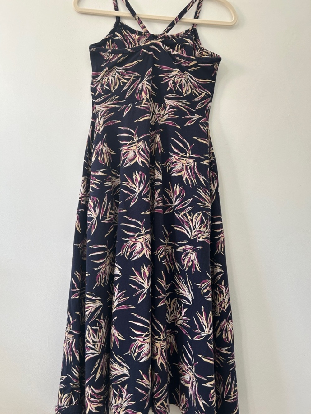 Pact Organic Cotton Dress Size S Navy Floral Midi Tank Resortwear Boat - Picture 10 of 15